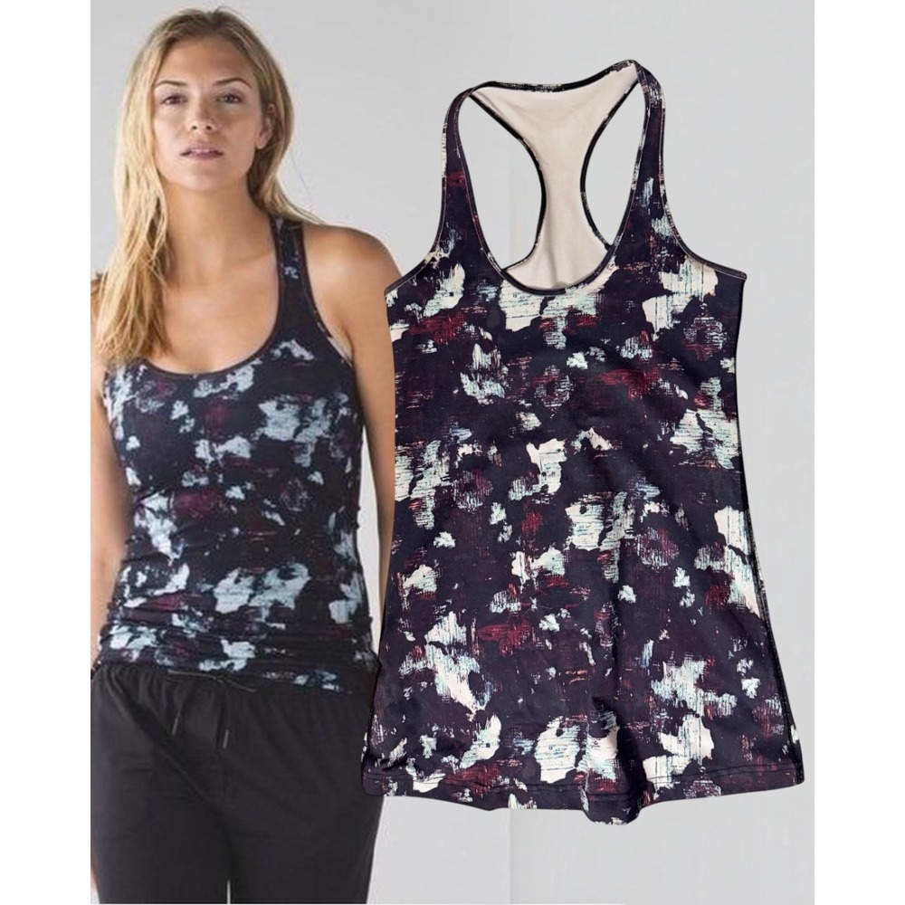 Lululemon Cool Racerback Tank Paint Brush Stroke Multi-Color Size 4/6